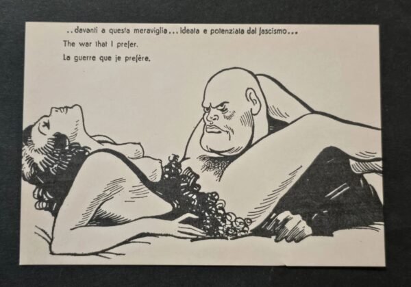 Mussolini Eats out his mistress WW2 Anti Italy Italian Propaganda Postcard