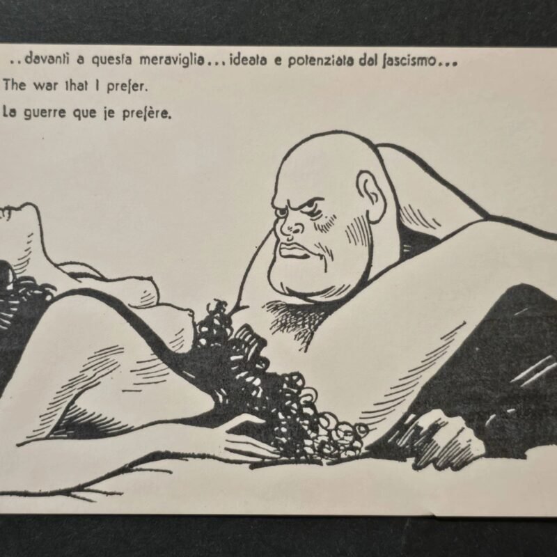 20260506_160511.jpg Mussolini Eats out his mistress WW2 Anti Italy Italian Propaganda Postcard