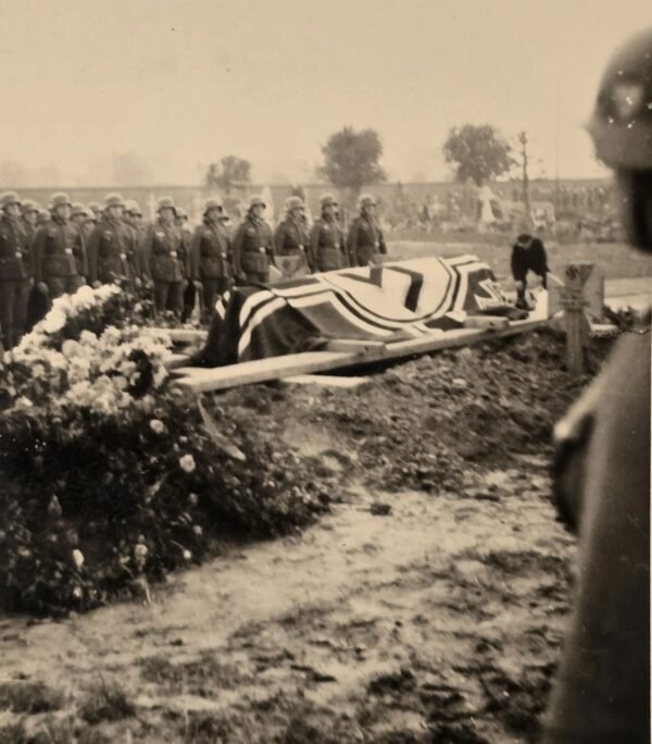 20260506_161854.jpg WW2 Nazi German Third Reich Funeral Ceremony Photo Flag Draped Grave Military Scene