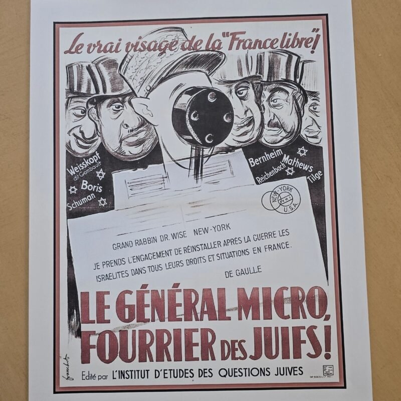 20260508_134705-02ce591.jpg WW2 French Anti-De Gaulle Anti-Semitic Jewish Propaganda Poster Print