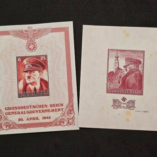 20260509_161242 WWII German Adolf Hitler Birthday Stamp Souvenir Sheets Lot of 2 Hitler Generalgouvernement MNH