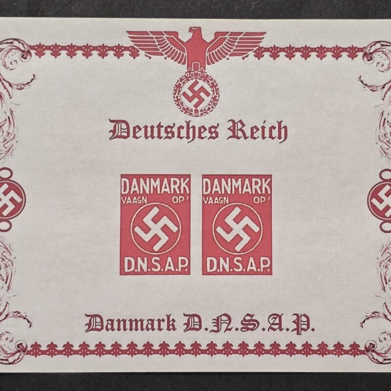 WW2 Third Reich Denmark Nazi Party DNSAP Souvenir Stamp Sheet Swastika Vaagn Op WWII MNH