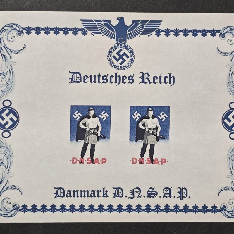 WW2 Third Reich Denmark Nazi Party DNSAP Souvenir Stamp Sheet Swastika Soldier WWII MNH