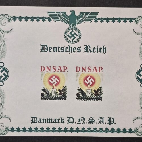 20260510_140610 WW2 Third Reich Denmark Nazi Party DNSAP Souvenir Stamp Sheet Swastika Christmas Candle WWII MNH