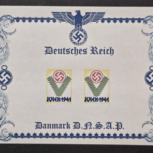 20260510_140615 WW2 Third Reich Denmark Nazi Party DNSAP Souvenir Stamp Sheet Swastika JULEN Christmas 1941 WWII MNH