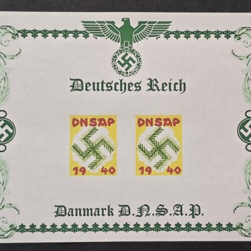 20260510_140618 WW2 Third Reich Denmark Nazi Party DNSAP Souvenir Stamp Sheet Blazing Wreath Swastika Christmas 1940 WWII MNH