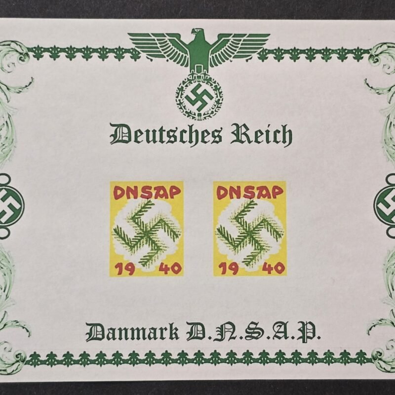 WW2 Third Reich Denmark Nazi Party DNSAP Souvenir Stamp Sheet Blazing Wreath Swastika Christmas 1940 WWII MNH