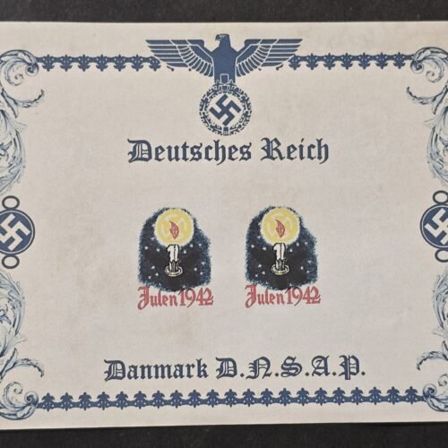 20260510_140620 WW2 Third Reich Denmark Nazi Party DNSAP Souvenir Stamp Sheet Swastika Candle JULEN Christmas 1942 WWII MNH