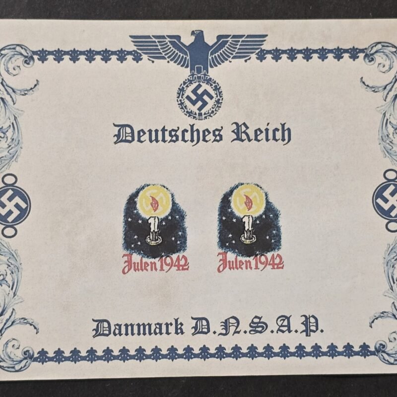 WW2 Third Reich Denmark Nazi Party DNSAP Souvenir Stamp Sheet Swastika Candle JULEN Christmas 1942 WWII MNH