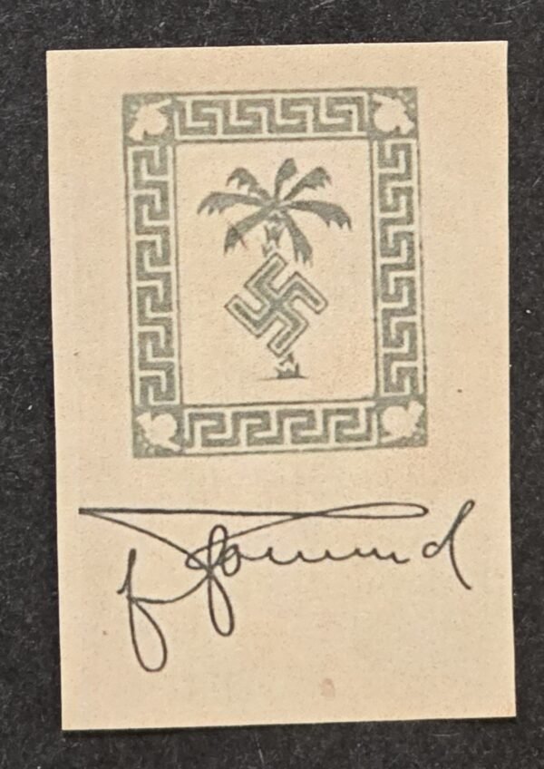 DAK Swastika Palm Tree Feldpost Stamp General Rommel Signature MNH