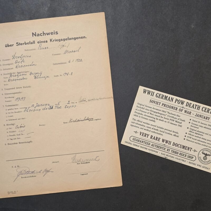 20260605_172857.jpg WW2 Russian POW KIA Killed Luftwaffe Machine Gun Fire Death certificate Document