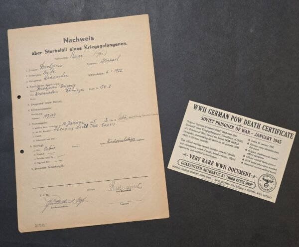 20260605_172857-aa8dae3.jpg EXECUTION??!! WWII German Soviet POW Death Certificate 1945 Russian Prisoner War Document