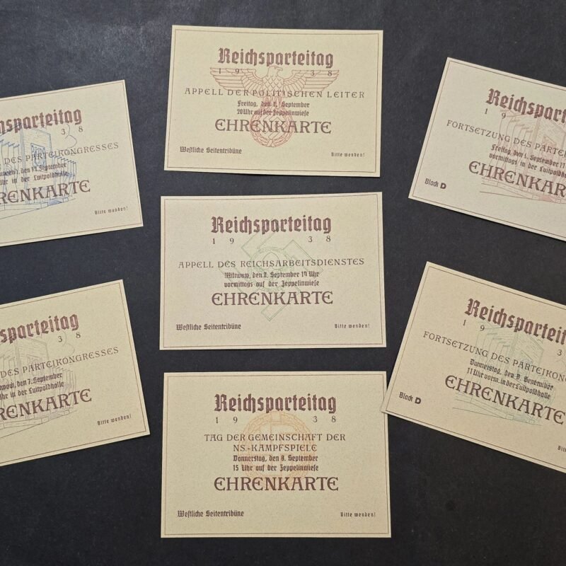 20260605_173108.jpg NSDAP German Third Reich 1938 Reichsparteitag Ehrenkarte Honor Pass Ticket Lot of 7 Nuremberg Rally