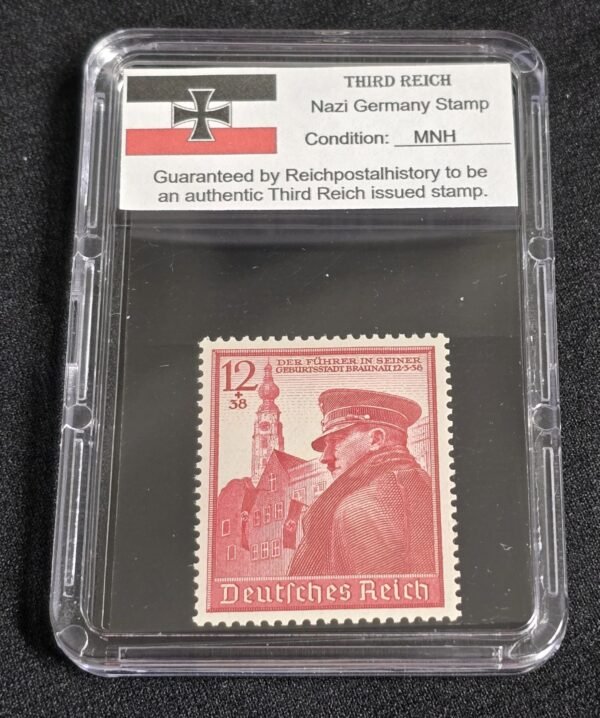 20260608_204348.jpg Adolf Hitler Stamp 39th Birthday 1939 WWII Nazi German NSDAP Stamp w Slab Case