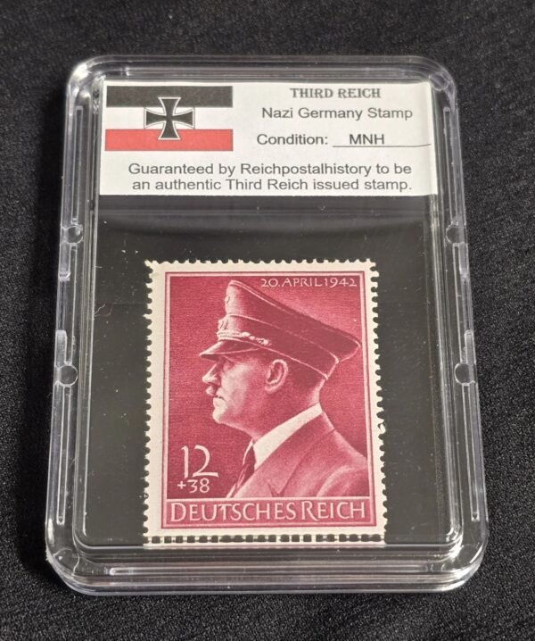 20260608_204431.jpg Adolf Hitler Stamp 42nd Birthday 1942 WWII Nazi German NSDAP Stamp w Slab Case