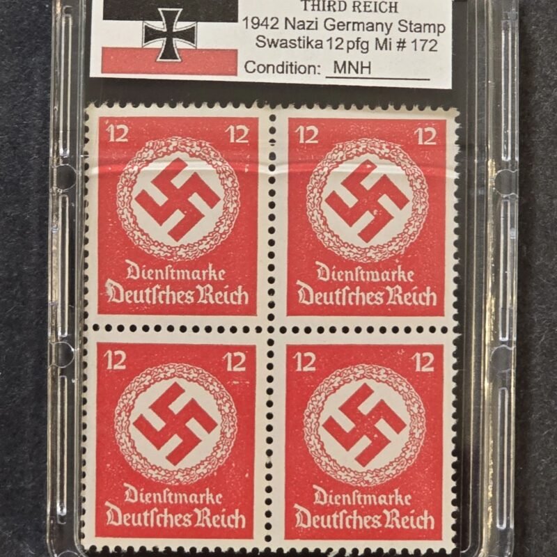 20260609_135604.jpg SWASTIKA OFFICIALS Stamps Block x 4 w Hard Slab Case WW2 Nazi German Third Reich NSDAP Government Use Postage