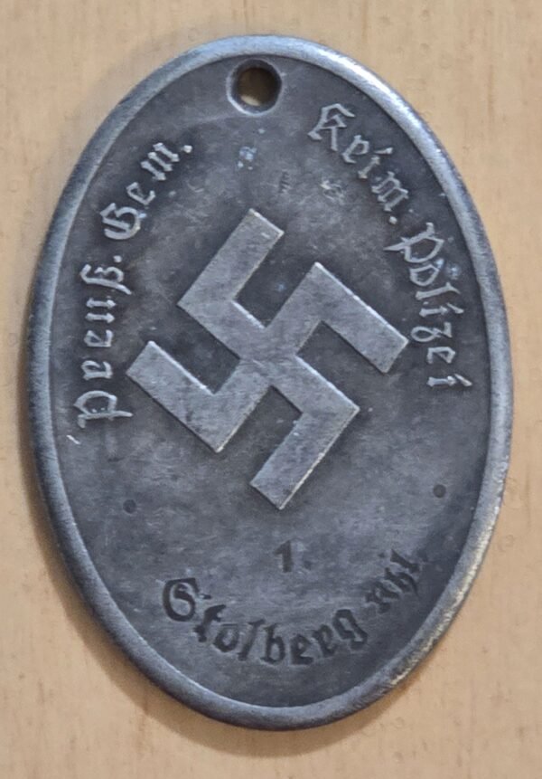 20260609_155648.jpg WW2 German Third Reich Silver Prussian Gestapo Warrant Disc Badge Secret Police Stolberg