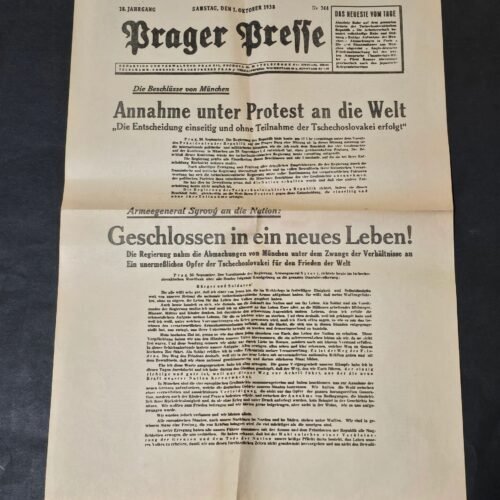 20260610_192906.jpg Third Reich German 1938 Prager Presse Newspaper Munich Agreement Sude Crisis Czechoslovakia
