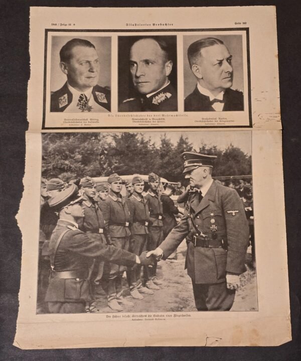 20260610_192953.jpg Third Reich 1940 Newspaper Page Adolf Hitler - Hermann Goring WW2 German