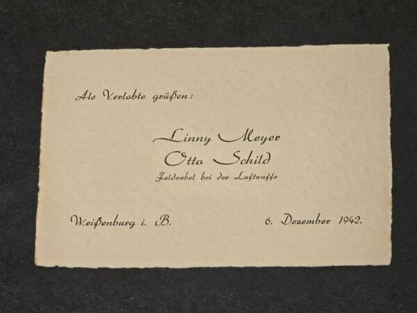 20260610_193431.jpg WWII German Luftwaffe Feldwebel Engagement Announcement Card 1942 Otto Schild
