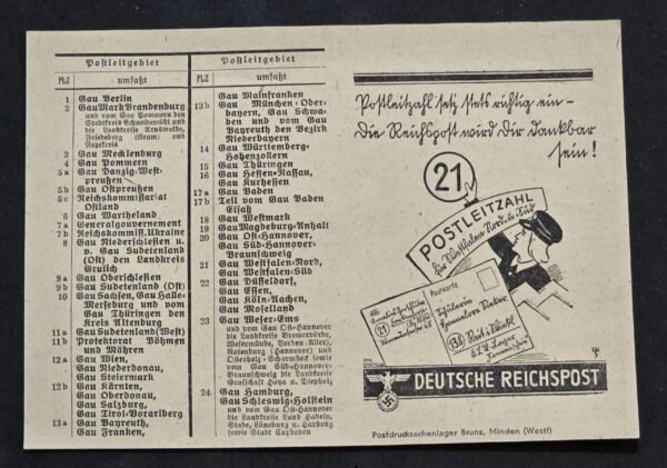 20260612_154159.jpg Rare WWII Nazi German Third Reich Deutsche Reichspost Postal District Directory Card Minden Westfalia