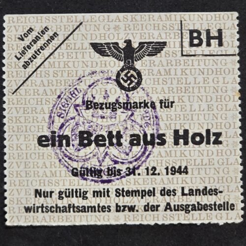 20260612_154854.jpg Rare WW2 German Third Reich 1944 BH Wooden Bed Ration Coupon Bezugsmarke Reichsstelle Germany WWII