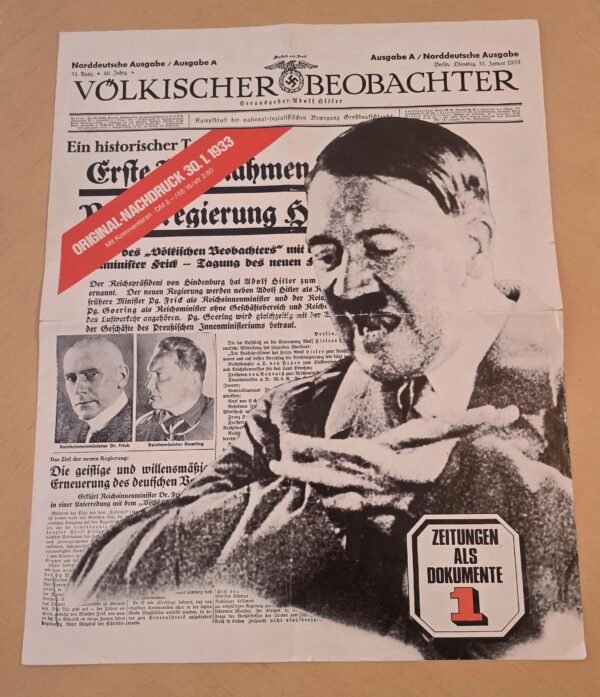 20260613_142515.jpg Third Reich Vintage 1973 Reprint of 31 January 1933 Völkischer Beobachter Newspaper Adolf Hitler