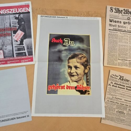 20260613_143004.jpg NSDAP Third reich Newspaper Lot w Hitler Youth BDM Girl Poster WW2 German Reprints
