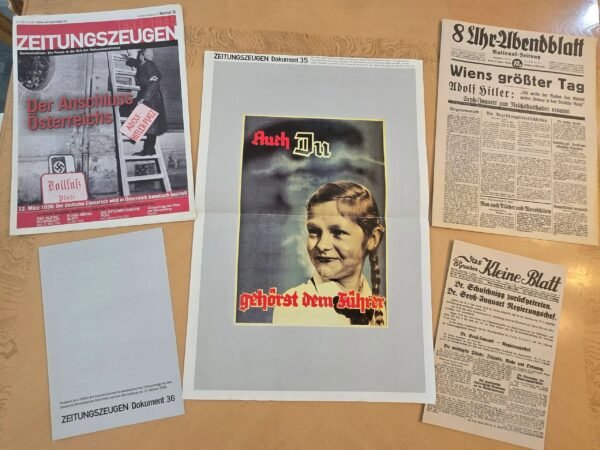 20260613_143004.jpg NSDAP Third reich Newspaper Lot w Hitler Youth BDM Girl Poster WW2 German Reprints