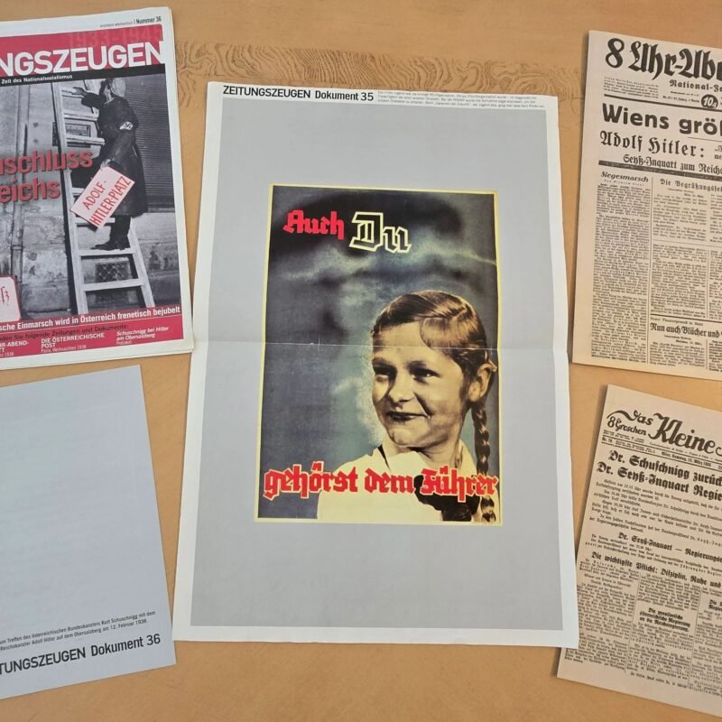 20260613_143004.jpg NSDAP Third reich Newspaper Lot w Hitler Youth BDM Girl Poster WW2 German Reprints