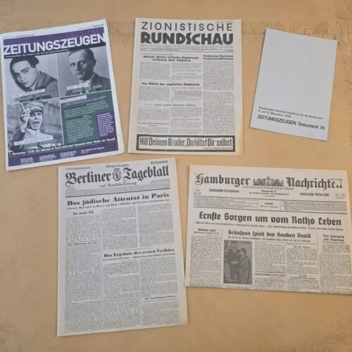 20260613_143549.jpg CRYSTAL NIGHT Anti Semitic Jewish Problem Newspapers Third Reich Goebbels SS Reinhard Heydrich WW2 German Reprints
