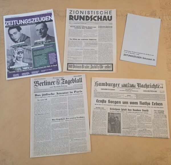 20260613_143549.jpg CRYSTAL NIGHT Anti Semitic Jewish Problem Newspapers Third Reich Goebbels SS Reinhard Heydrich WW2 German Reprints