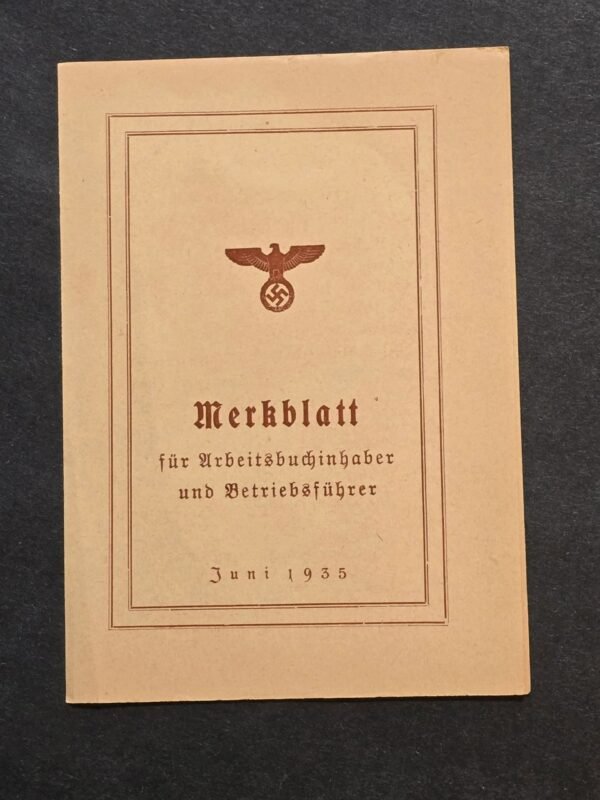20260614_121254.jpg 1935 Third Reich Nazi German Booklet – Labor Book Instructions w Swastika Eagle Cover