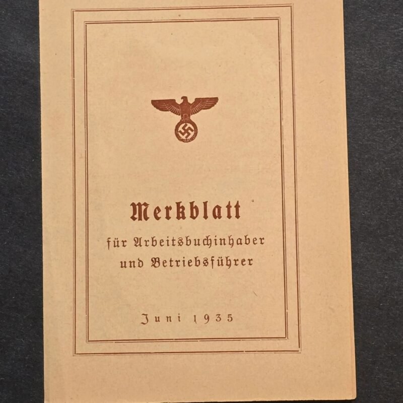 20260614_121254.jpg 1935 Third Reich Nazi German Booklet – Labor Book Instructions w Swastika Eagle Cover