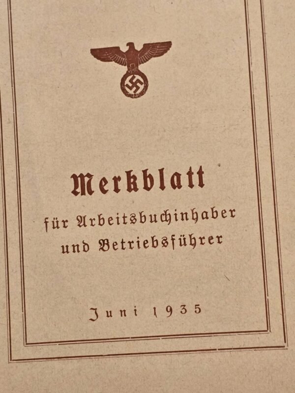 20260614_121257.jpg 1935 Third Reich Nazi German Booklet – Labor Book Instructions w Swastika Eagle Cover