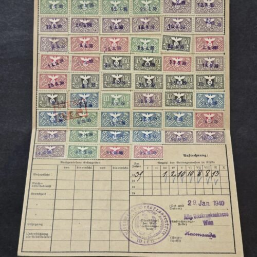 20260614_122356.jpg Original German Third Reich 1939 German Winter Relief (WHW) Savings Card w Complete Stamp Set 1940 Wien (Vienna)