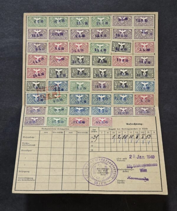 20260614_122356.jpg Original German Third Reich 1939 German Winter Relief (WHW) Savings Card w Complete Stamp Set 1940 Wien (Vienna)