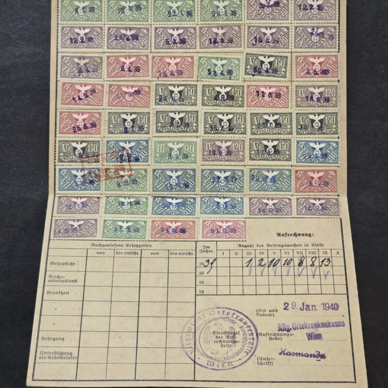 20260614_122356.jpg Original German Third Reich 1939 German Winter Relief (WHW) Savings Card w Complete Stamp Set 1940 Wien (Vienna)