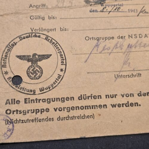 20260616_154031.jpg Rare WW2 German 1943-44 Third Reich NSDAP Wuppertal Fliegergeschädigte Air Raid Victim ID Card