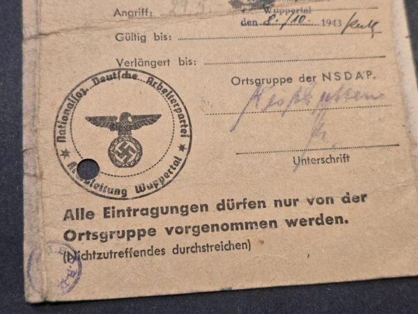20260616_154031.jpg Rare WW2 German 1943-44 Third Reich NSDAP Wuppertal Fliegergeschädigte Air Raid Victim ID Card