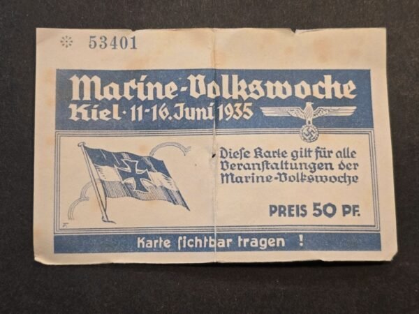 20260616_155334.jpg WW2 German Third Reich Kriegsmarine 1935 Marine-Volkswoche Kiel Admission Card