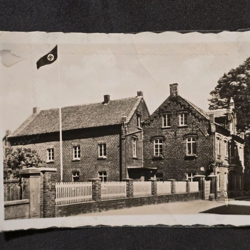 20260616_170140.jpg Third Reich Era Brick Building Photo w/ Swastika NSDAP Flag Large House Estate Snapshot