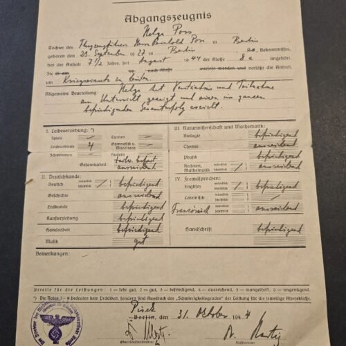20260617_162452.jpg Rare WW2 German HJ Hitler Youth BDM 1944 Berlin Girls School Graduation Certificate Document