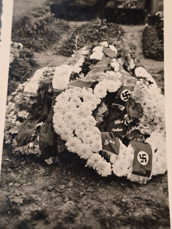 20260621_122231.jpg Swastika Funeral Sash - KIA Soldiers Funeral Grave Burial Photo WW2 German Third Reich Era Photograph