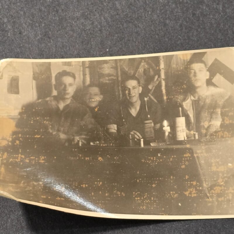 20260621_155313.jpg 1943 Young NSDAP Men w Swastika Flag Banner WW2 German Third Reich Era Photo