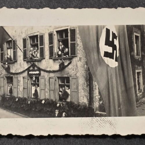 20260621_155509.jpg SWASTIKA FLAGS! Third Reich NSDAP Party Fanatics w 20+ Flags WW2 German Photo