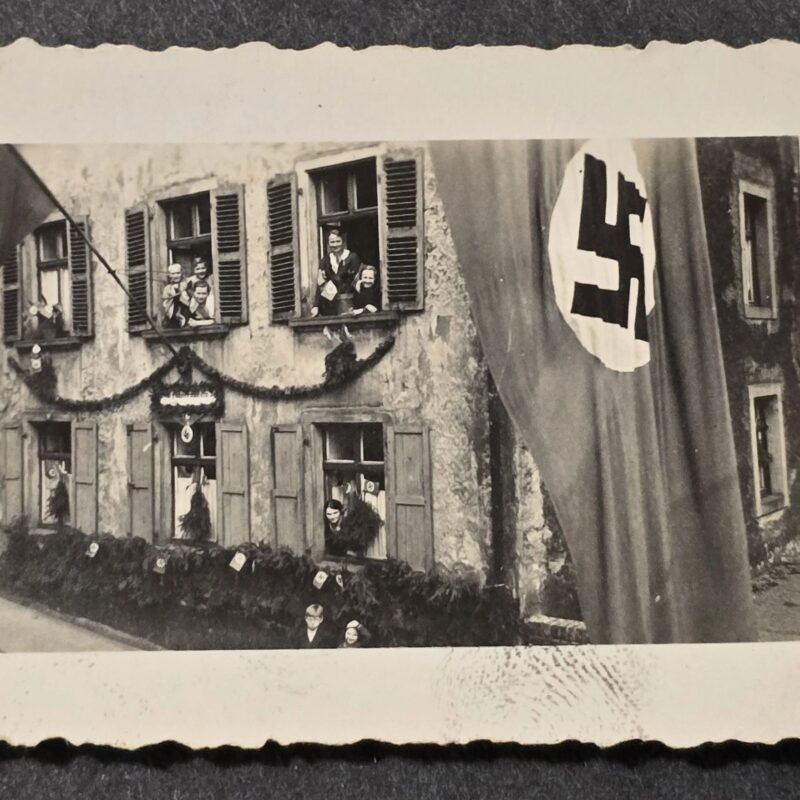 20260621_155509.jpg SWASTIKA FLAGS! Third Reich NSDAP Party Fanatics w 20+ Flags WW2 German Photo