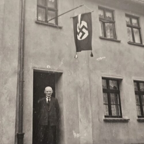 20260621_155815.jpg Early NSDAP 1936 Swastika Flag banner WW2 German Third Reich Era Photo