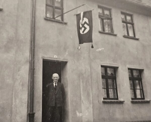 20260621_155815.jpg Early NSDAP 1936 Swastika Flag banner WW2 German Third Reich Era Photo