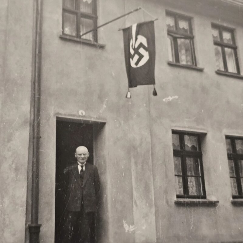 20260621_155815.jpg Early NSDAP 1936 Swastika Flag banner WW2 German Third Reich Era Photo